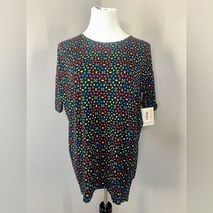 LuLaRoe Irma Tunic Style Top NWT Black Colorful Multicolor Geometric